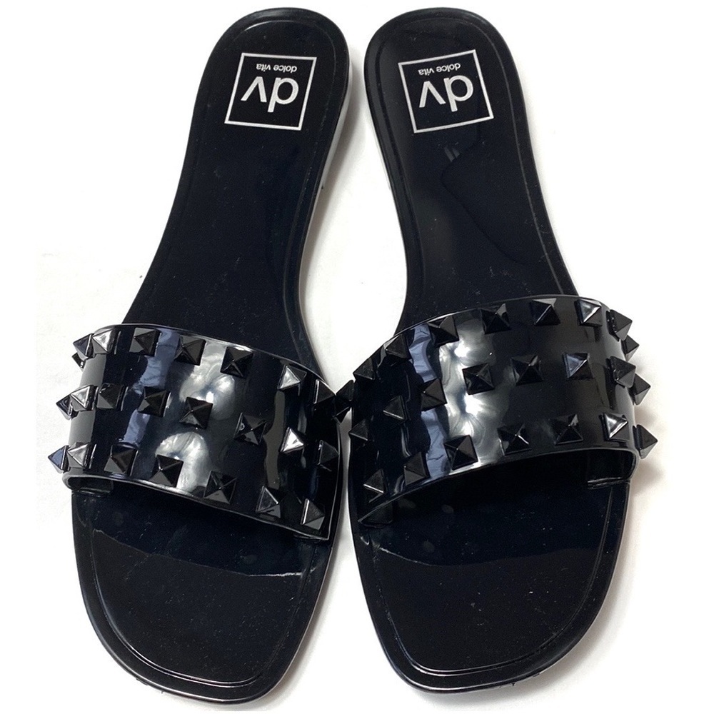 DV Dolce Vita black Skylar studded slides sandals size 7